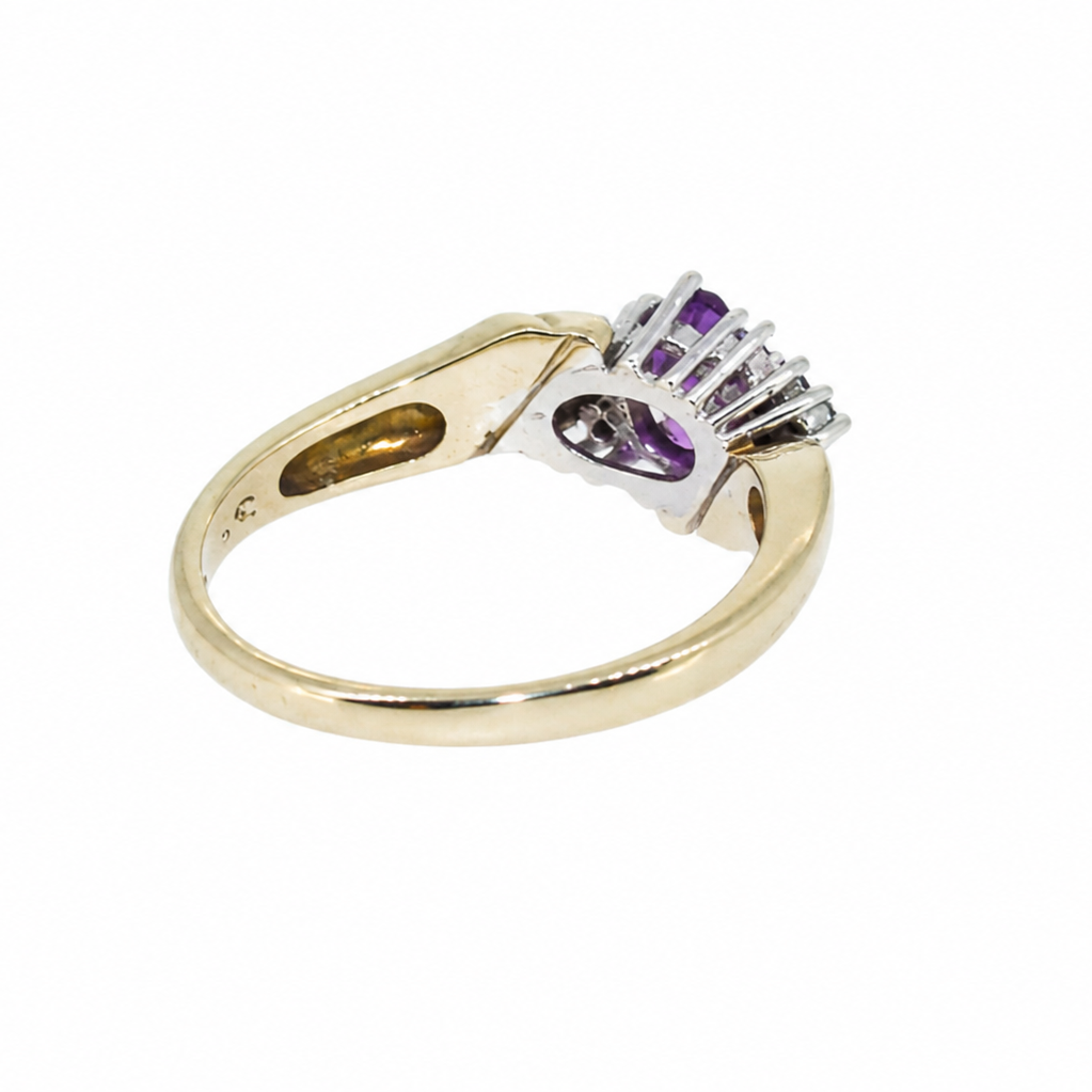 Back view of amethyst and diamond ring