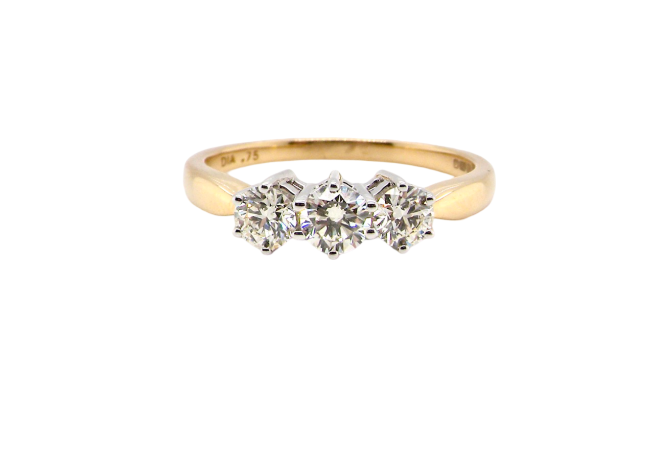 A modern three stone Diamond Ring