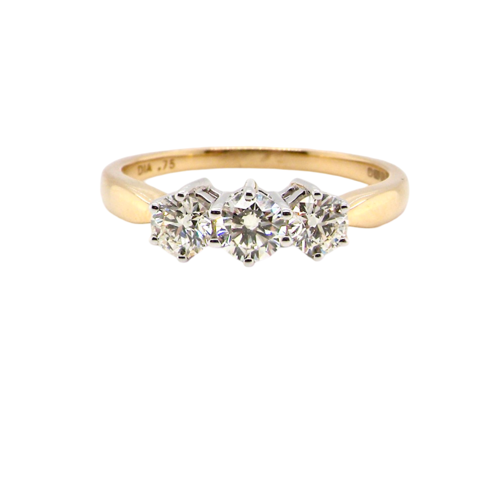 A modern three stone Diamond Ring