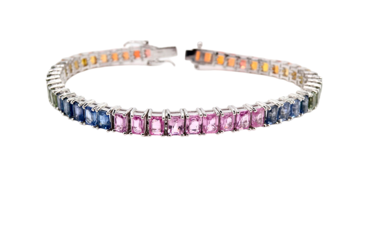 A multi colour sapphire line bracelet