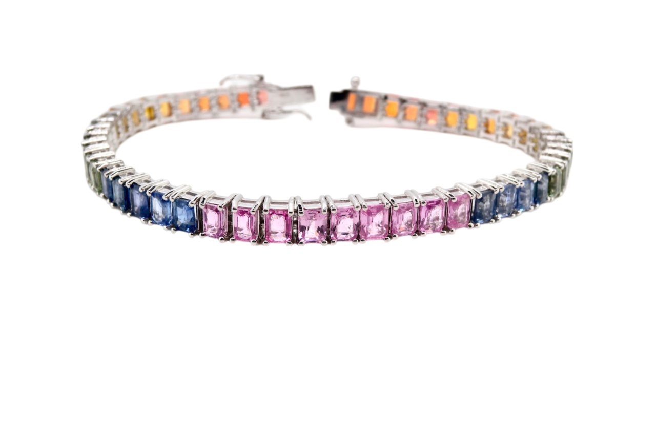 A multi colour sapphire line bracelet