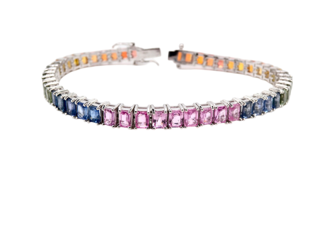 A multi colour sapphire line bracelet
