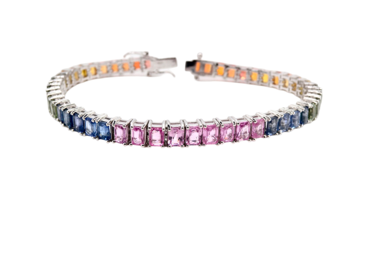 A multi colour sapphire line bracelet