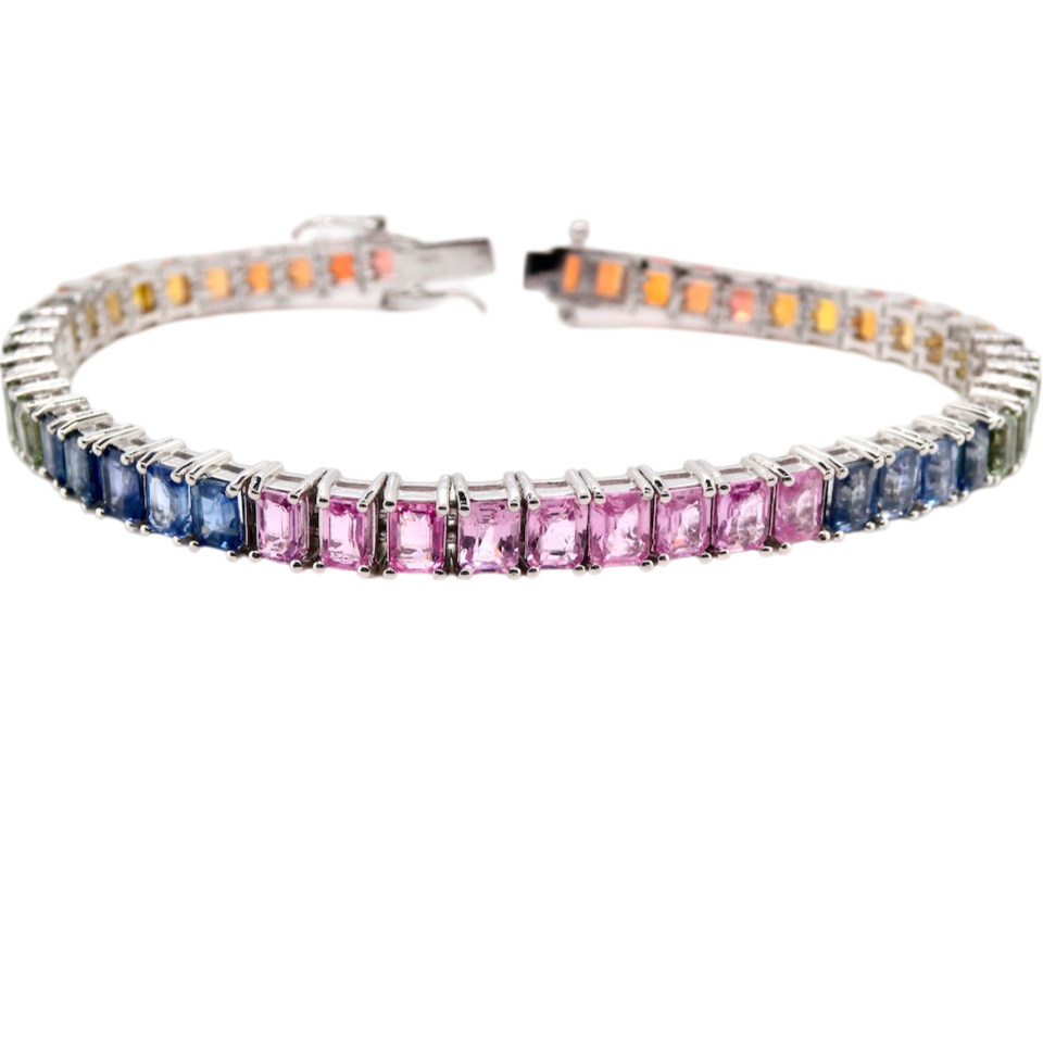 A multi colour sapphire line bracelet