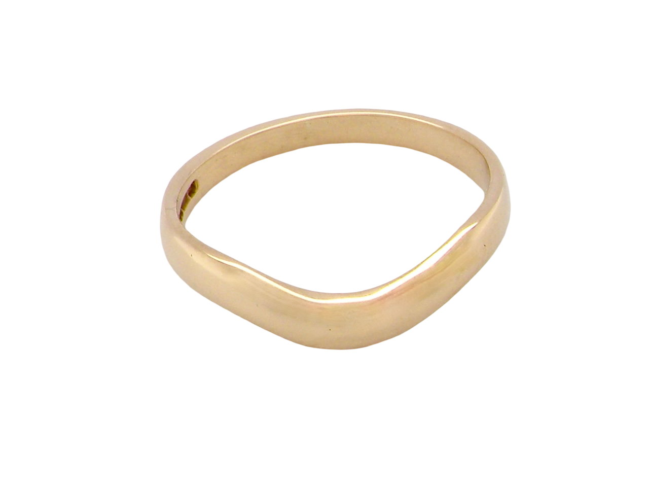 A narrow 18 carat yellow gold wedding ring. U shape