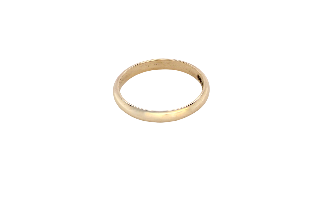 A narrow 9 carat gold wedding ring