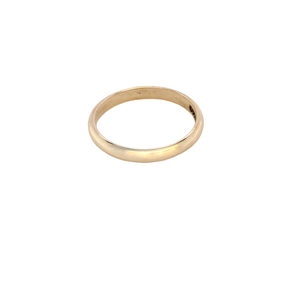A narrow 9 carat gold wedding ring
