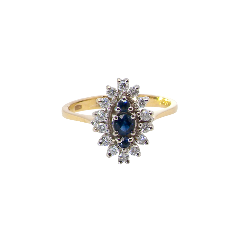 Marquise shape diamond cluster ring