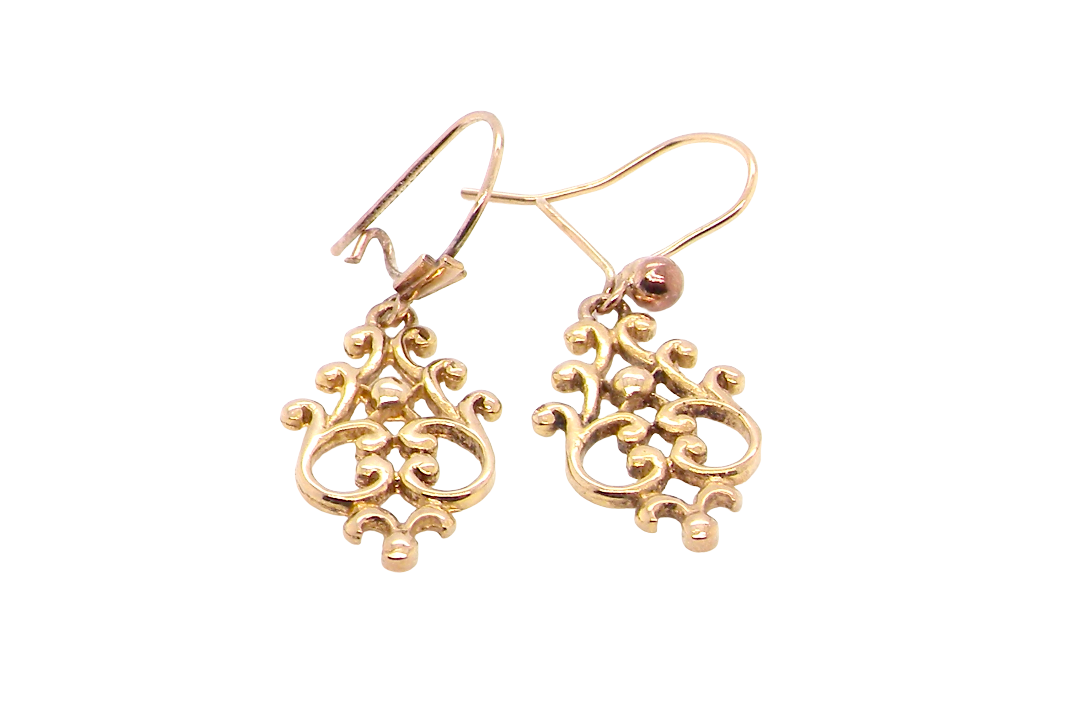 A pair of 9 carat gold* drop earrings. Celtic look design.