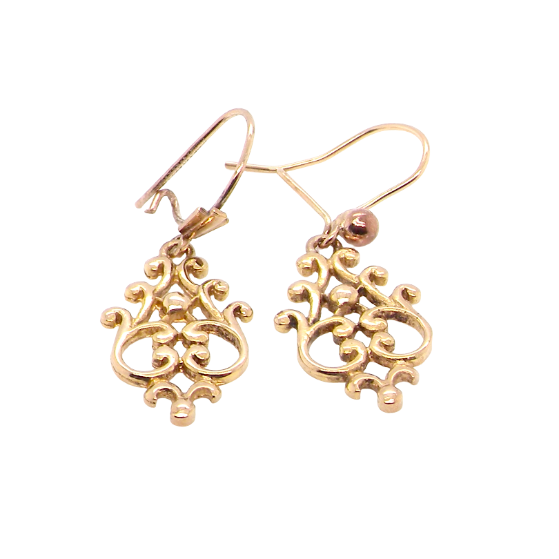 A pair of 9 carat gold* drop earrings. Celtic look design.