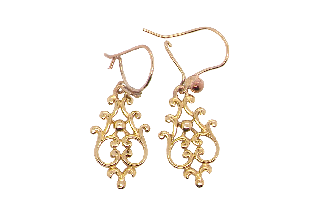 A pair of 9 carat gold* drop earrings. Openwork Celtic look