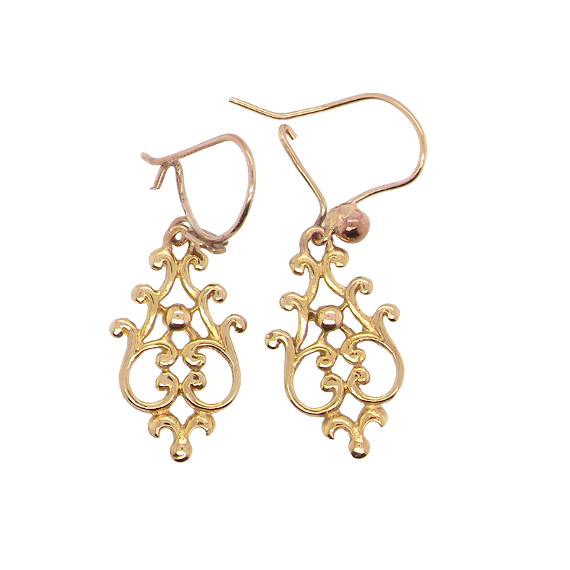 A pair of 9 carat gold* drop earrings. Openwork Celtic look