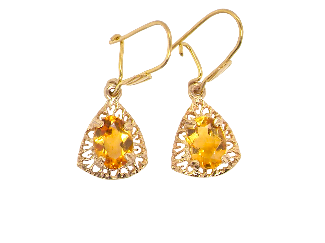 A pair of Citrine drop earrings