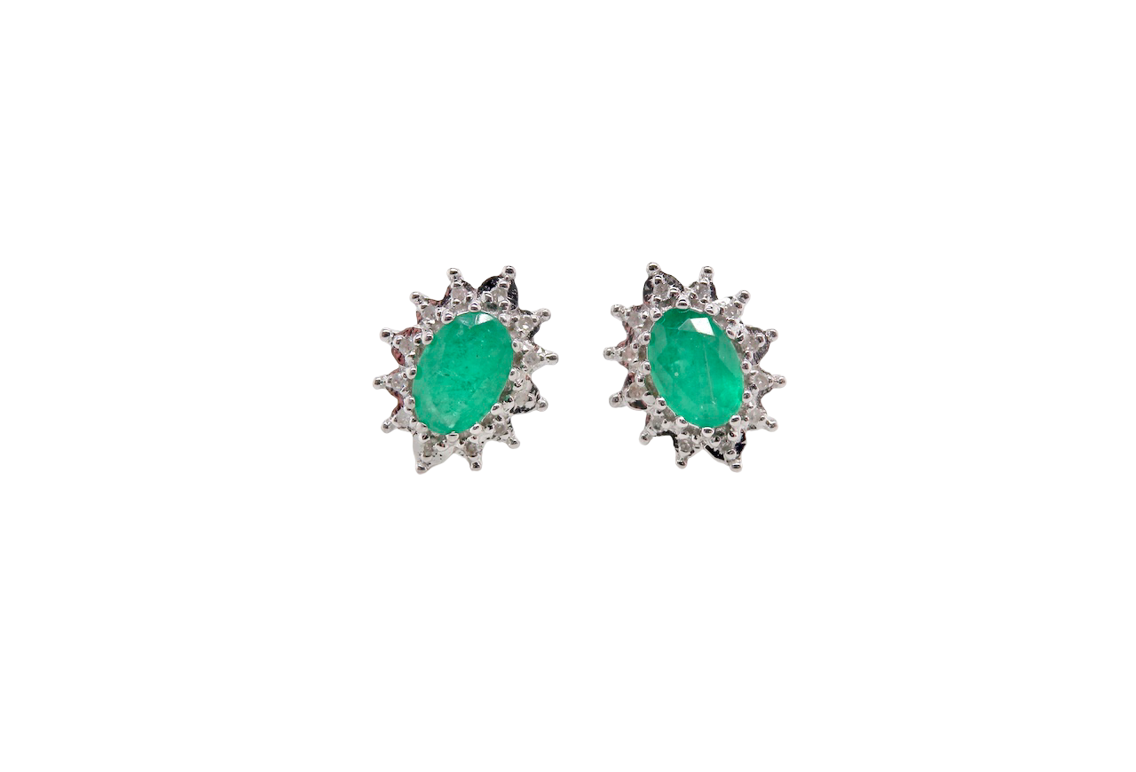 A pair of Emerald and Diamond earrings