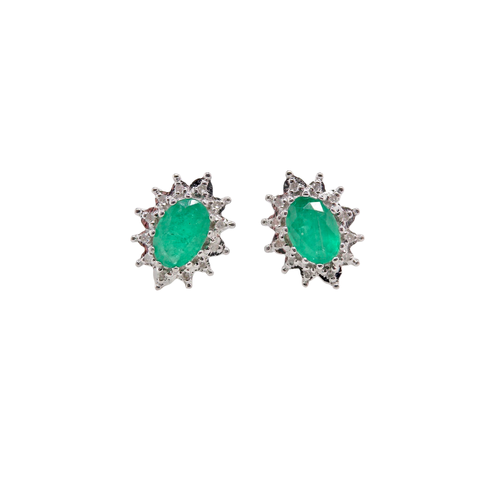 A pair of Emerald and Diamond earrings
