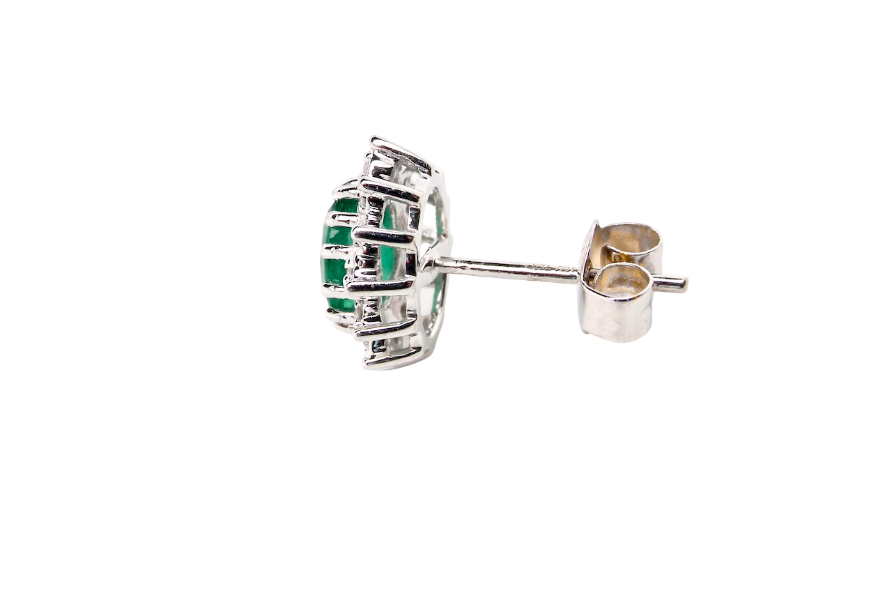 A pair of Emerald and Diamond earrings