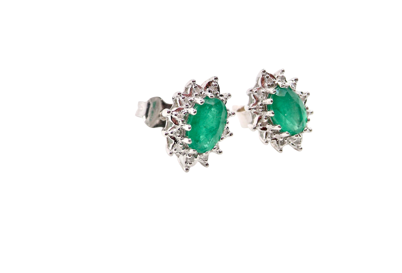 A pair of Emerald and Diamond earrings