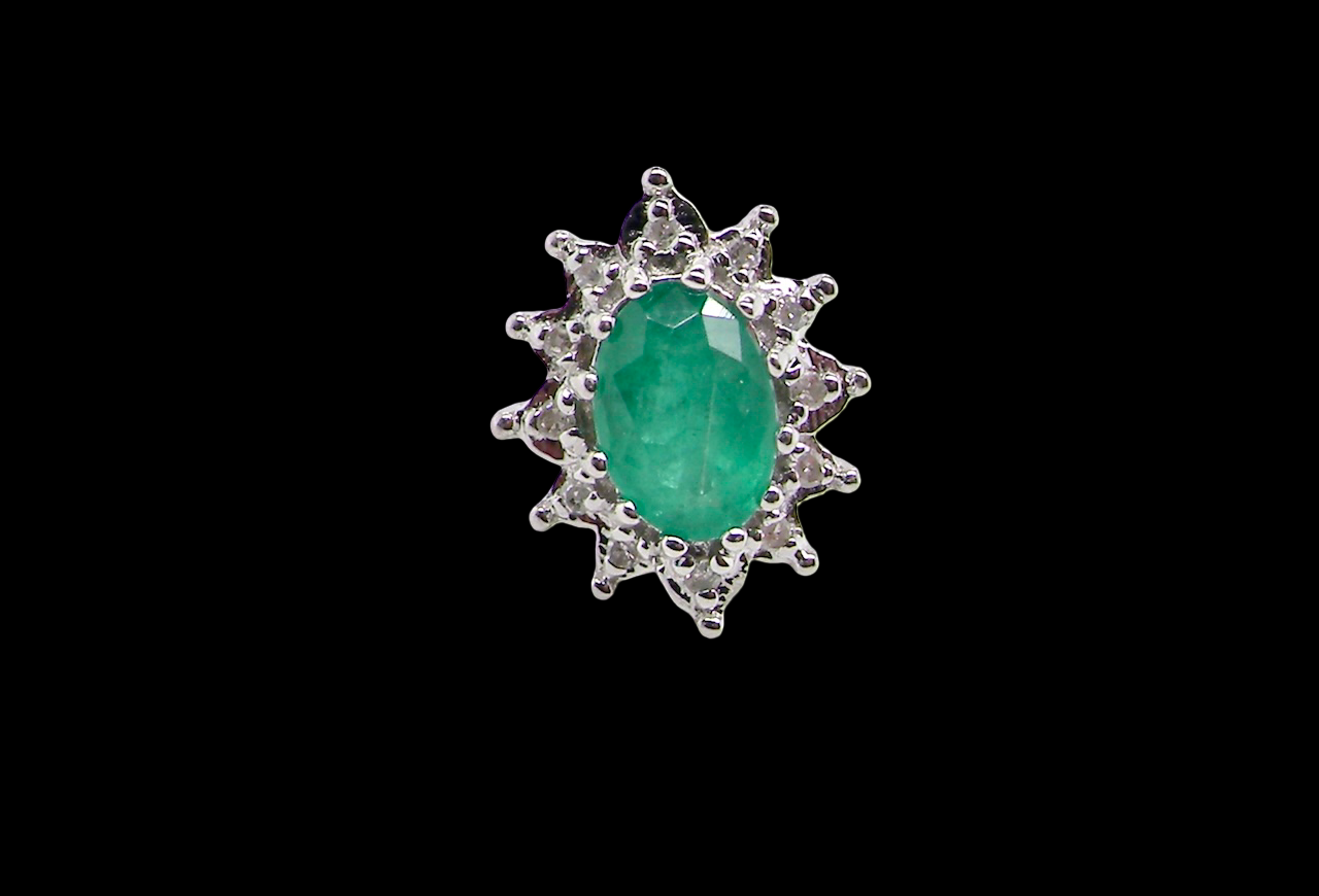 A pair of Emerald and Diamond earrings