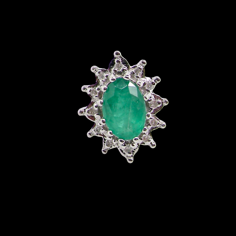 A pair of Emerald and Diamond earrings