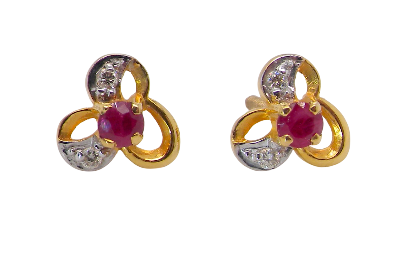 A pair of Ruby and Diamond earrings