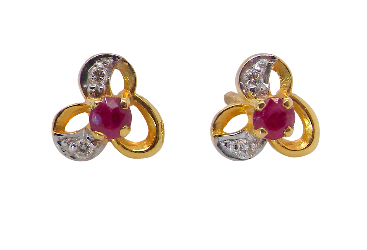A pair of Ruby and Diamond earrings