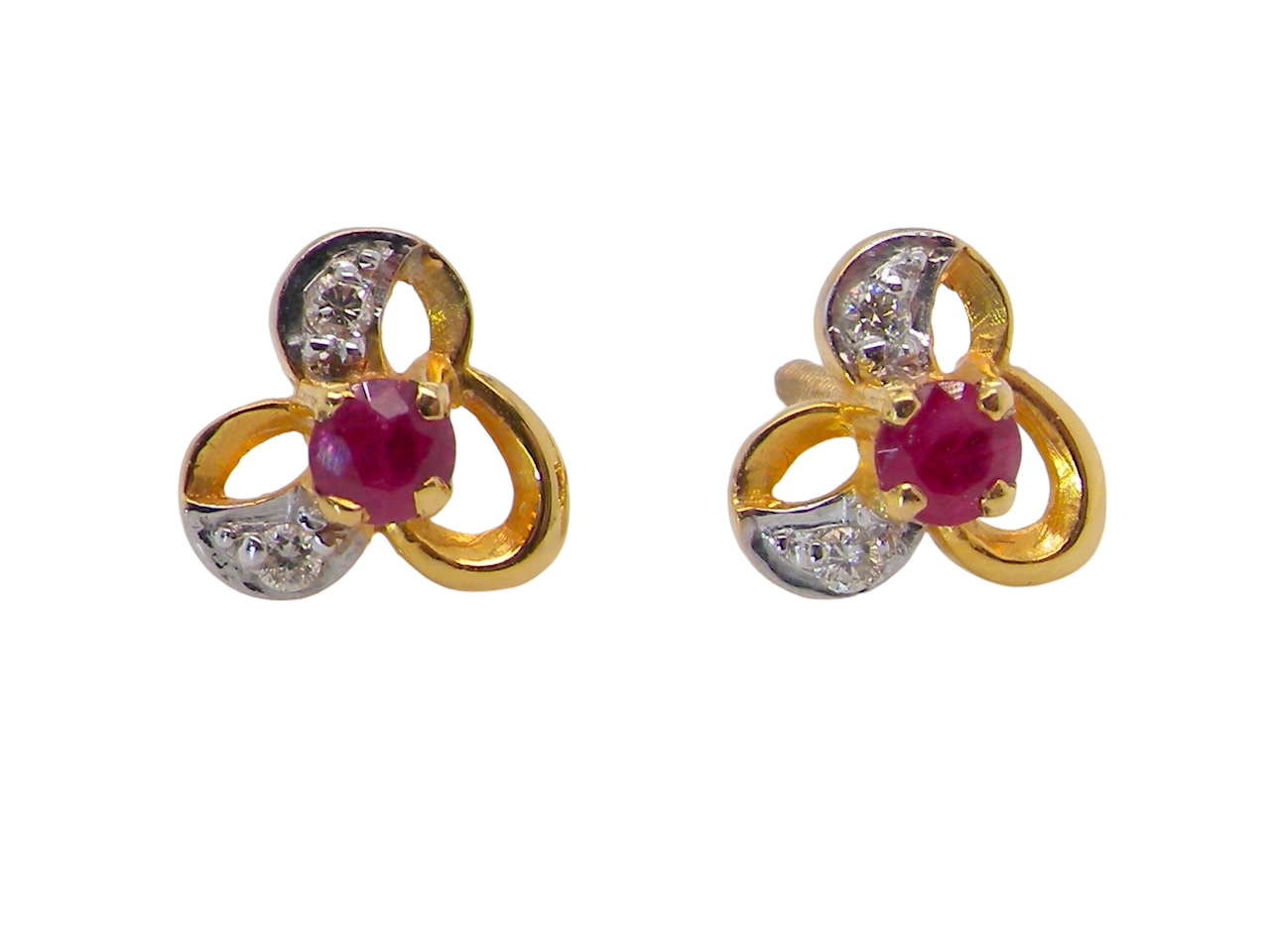 A pair of Ruby and Diamond earrings