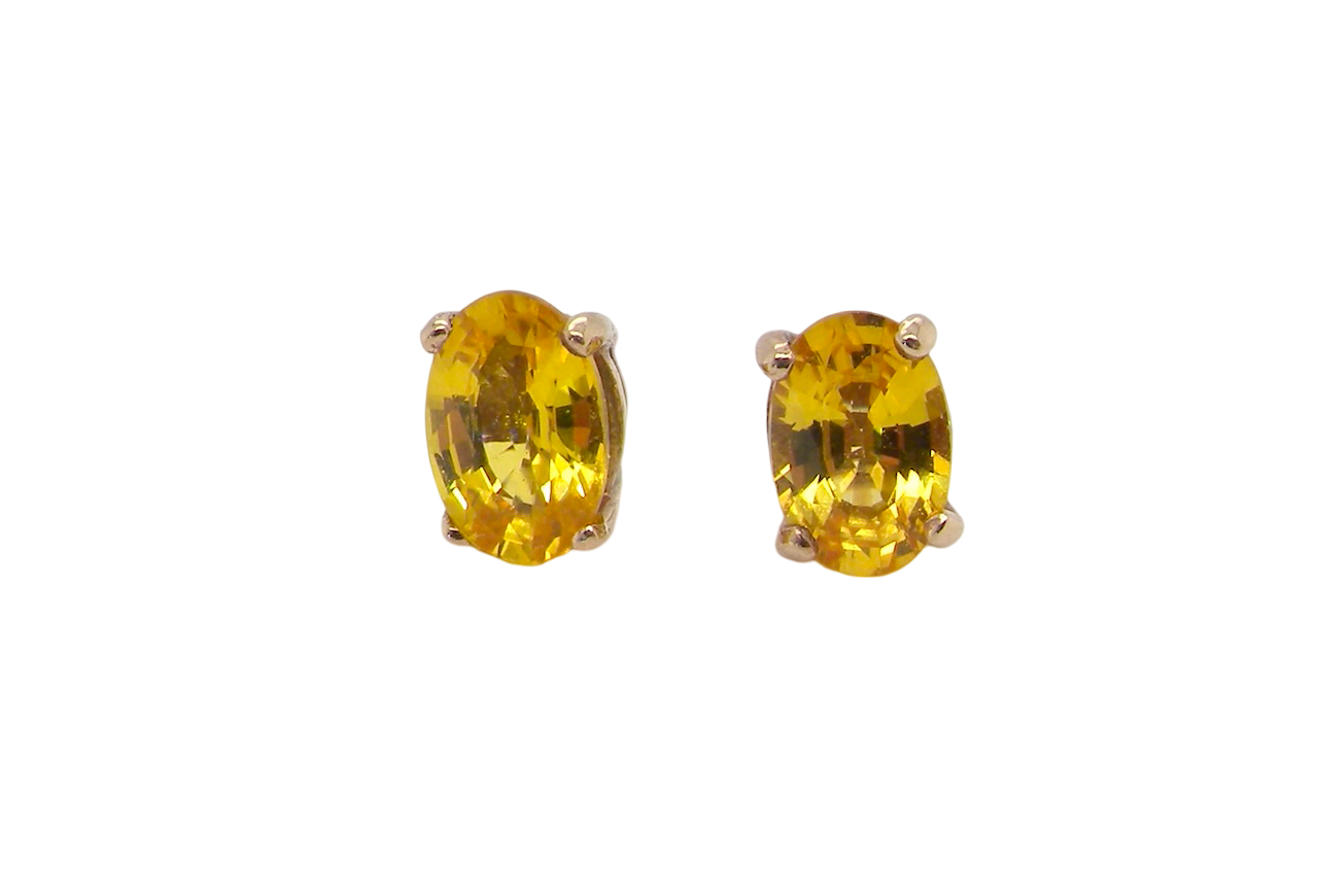 A pair of Yellow Sapphire earrings