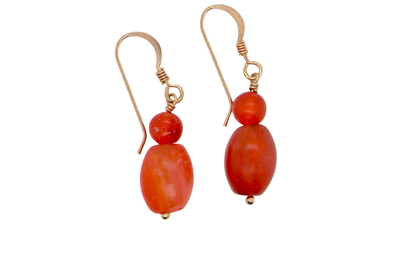 A pair of cornelian drop earrings