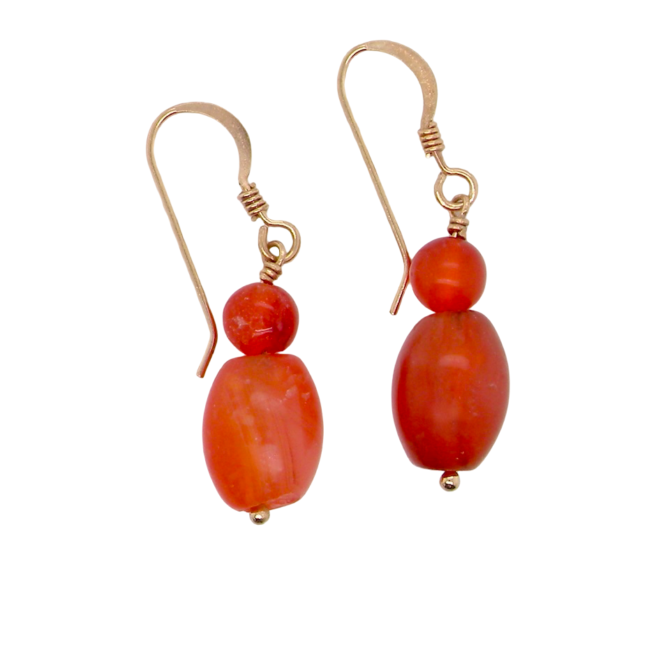A pair of cornelian drop earrings