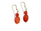 A pair of cornelian drop earrings