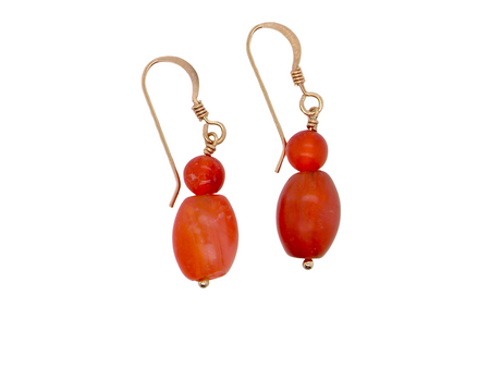 A pair of cornelian drop earrings