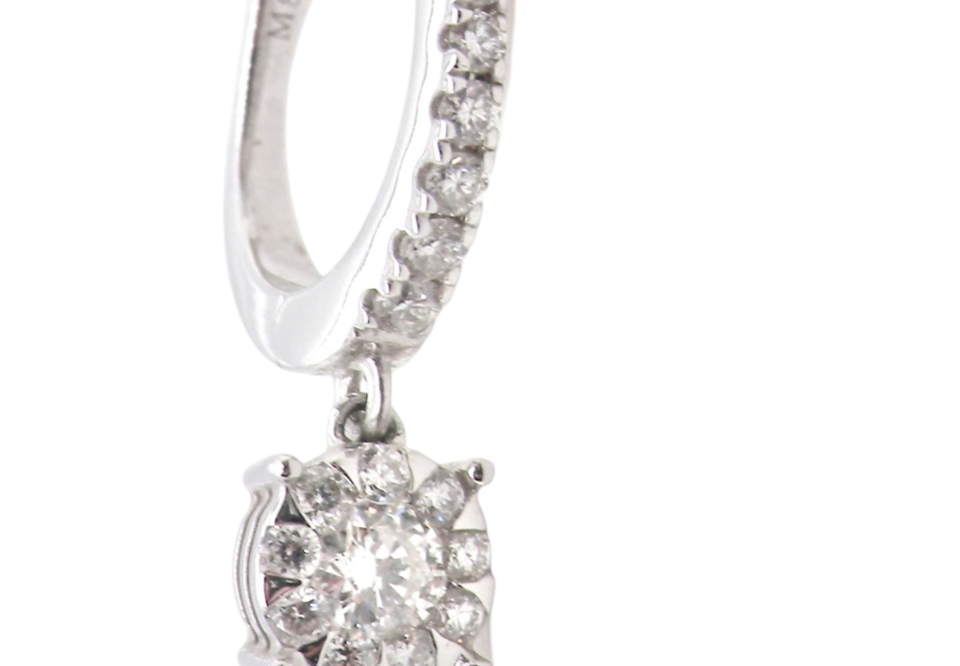 A pair of diamond hoop and drop earrings