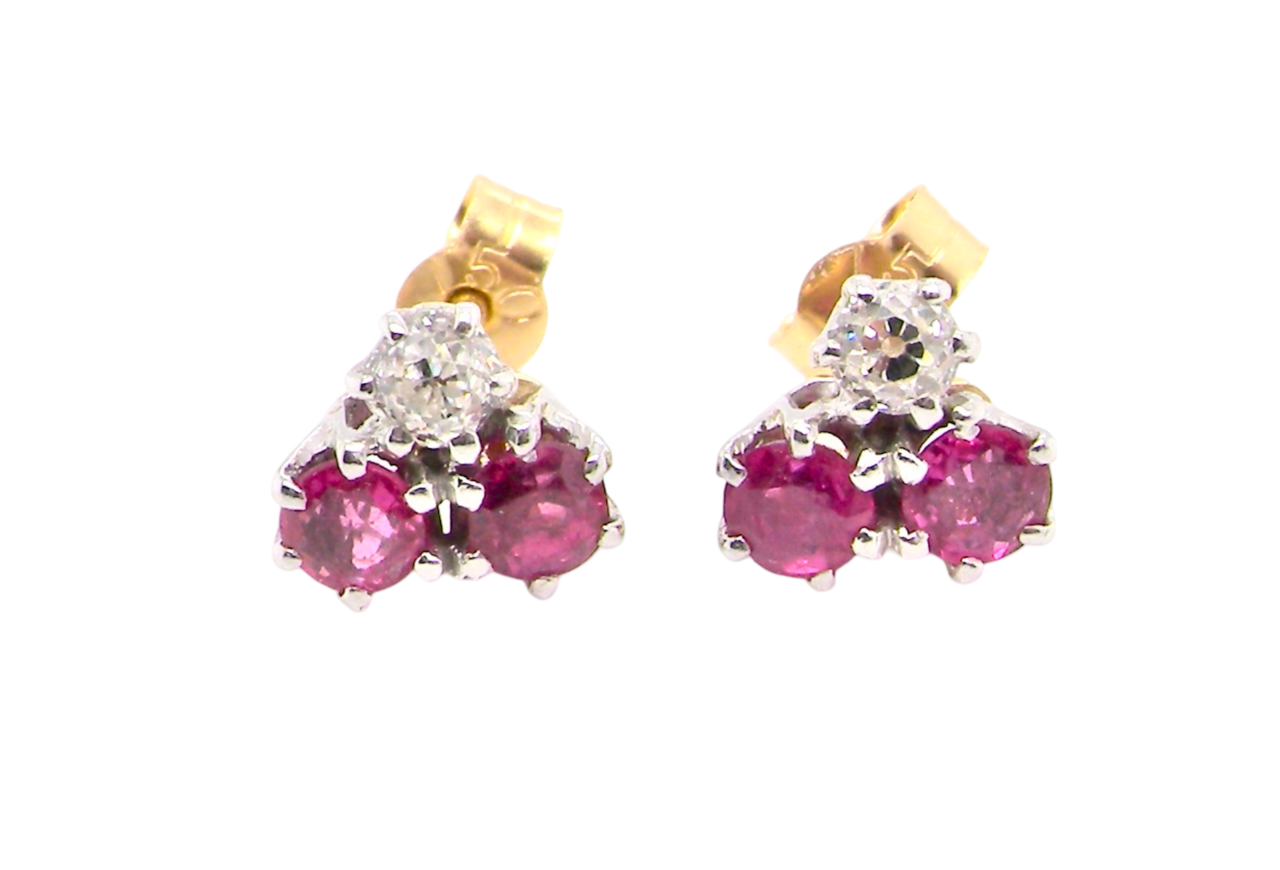 A pair of vintage Ruby and Diamond earrings