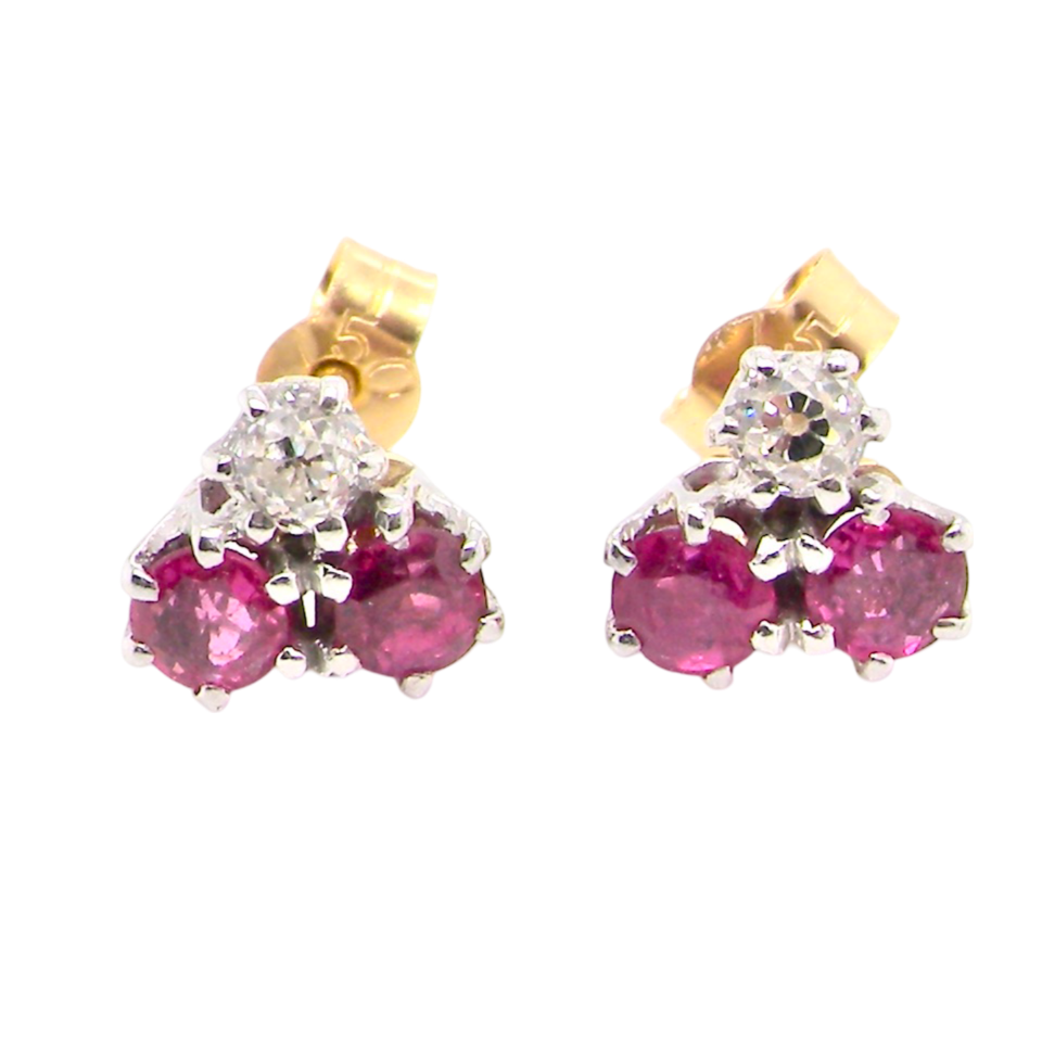 A pair of vintage Ruby and Diamond earrings
