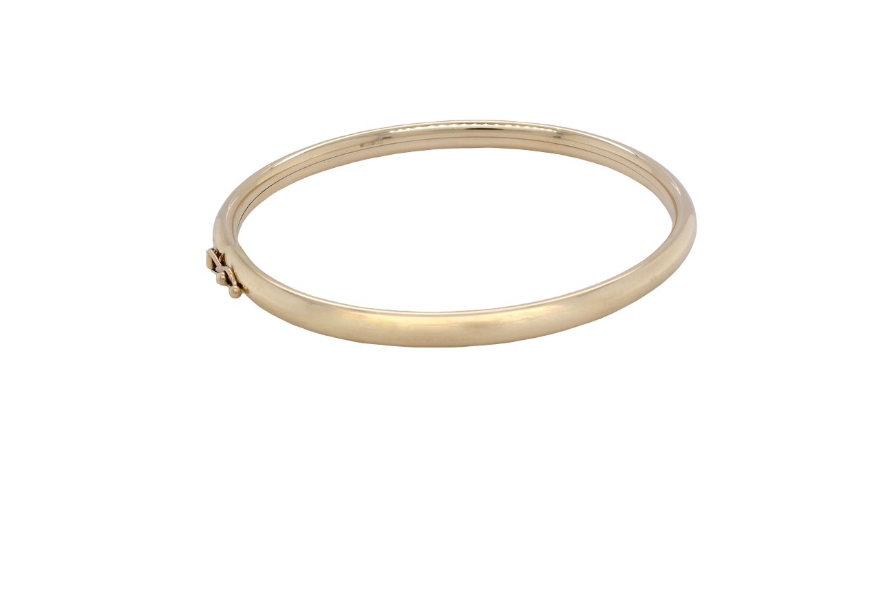 A plain 9 carat gold bangle