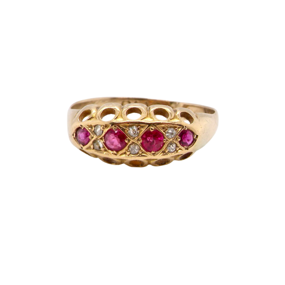 An antique ruby and diamond ring