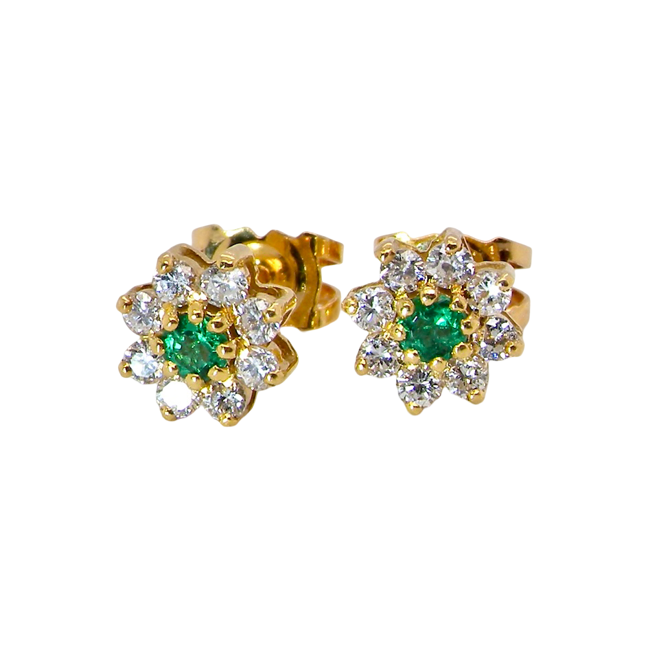 A pretty pair of Emerald and Diamond earrings