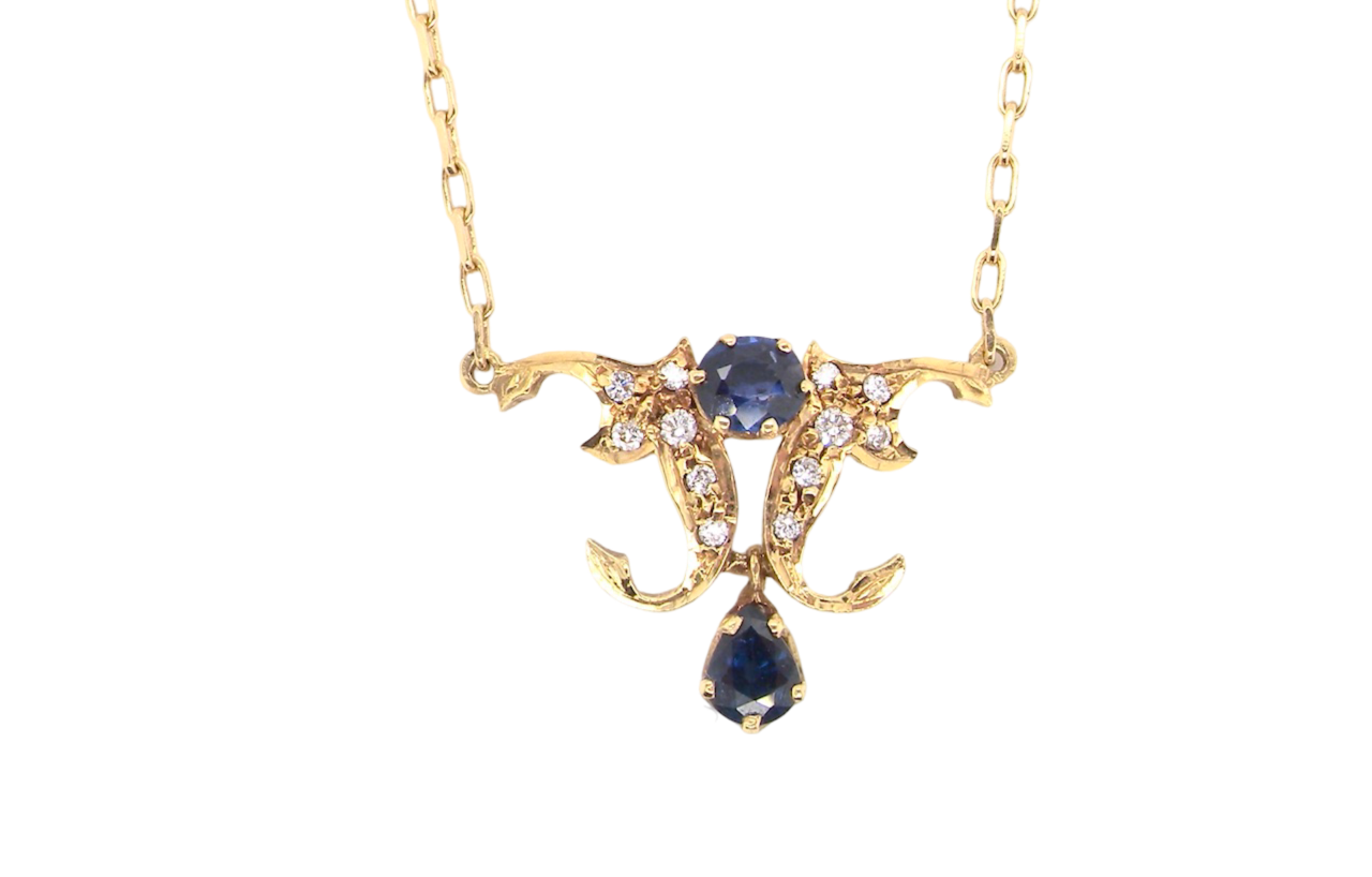 A sapphire and diamond pendant