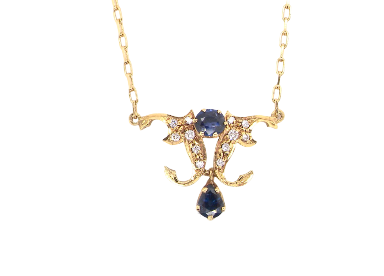 A sapphire and diamond pendant