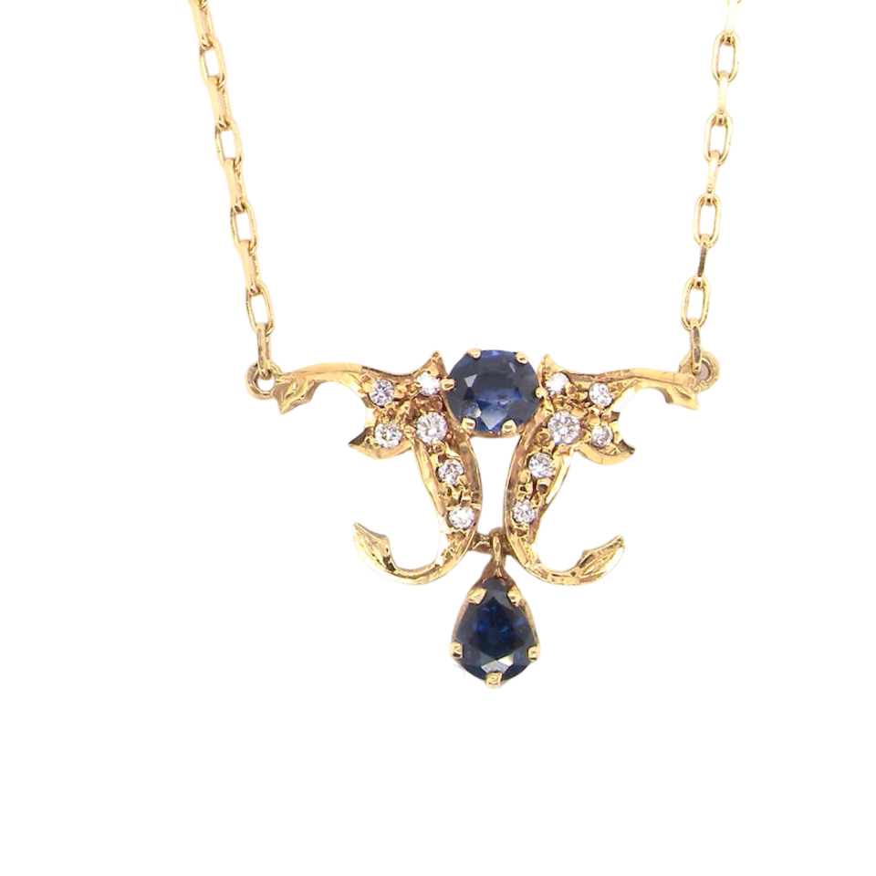A sapphire and diamond pendant