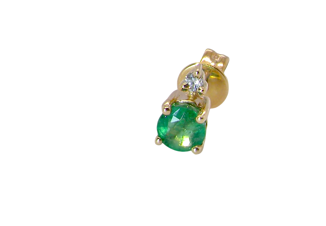 A simple pair of 9 carat gold stud earrings. emerald