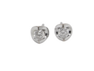 Heart-shaped diamond stud earrings on a white background