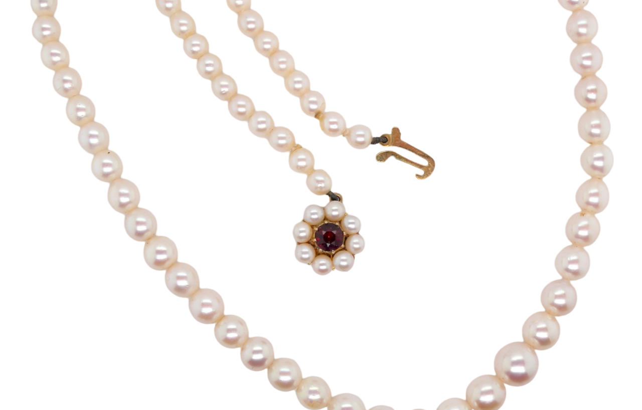 A single row of cultured pearls