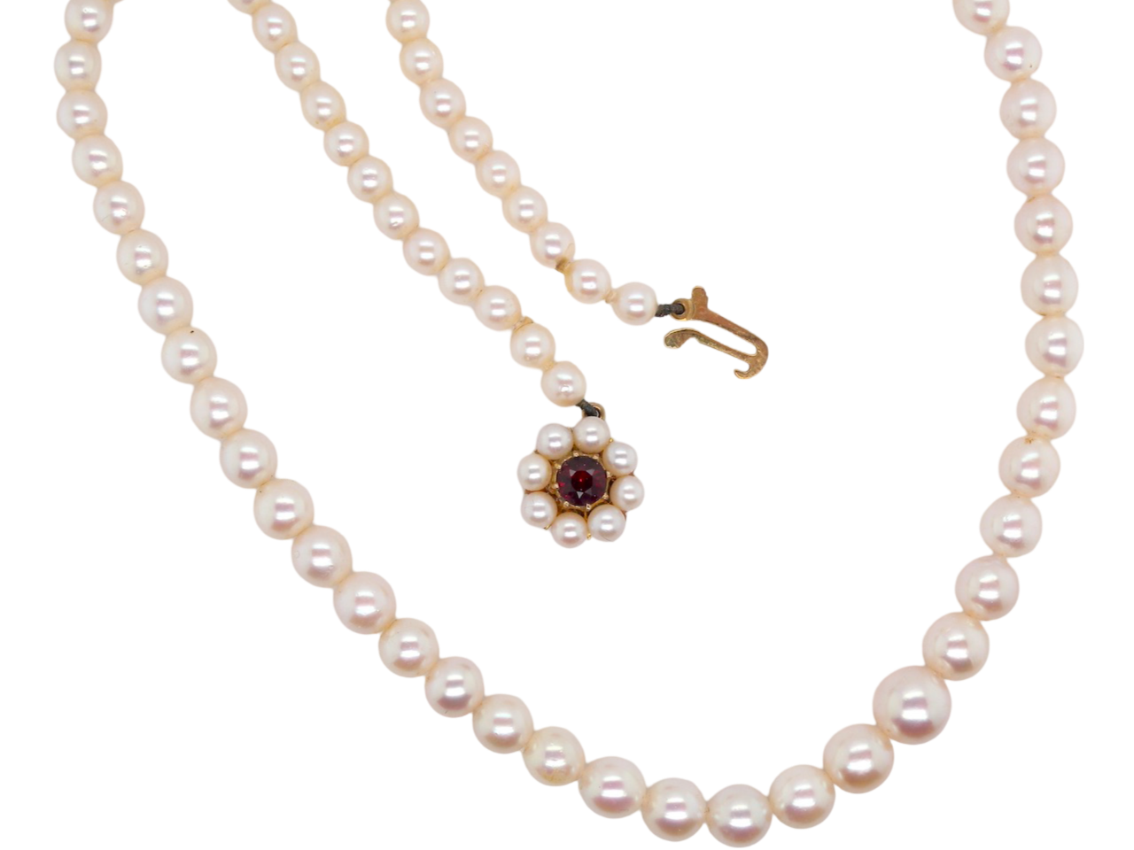 A single row of cultured pearls