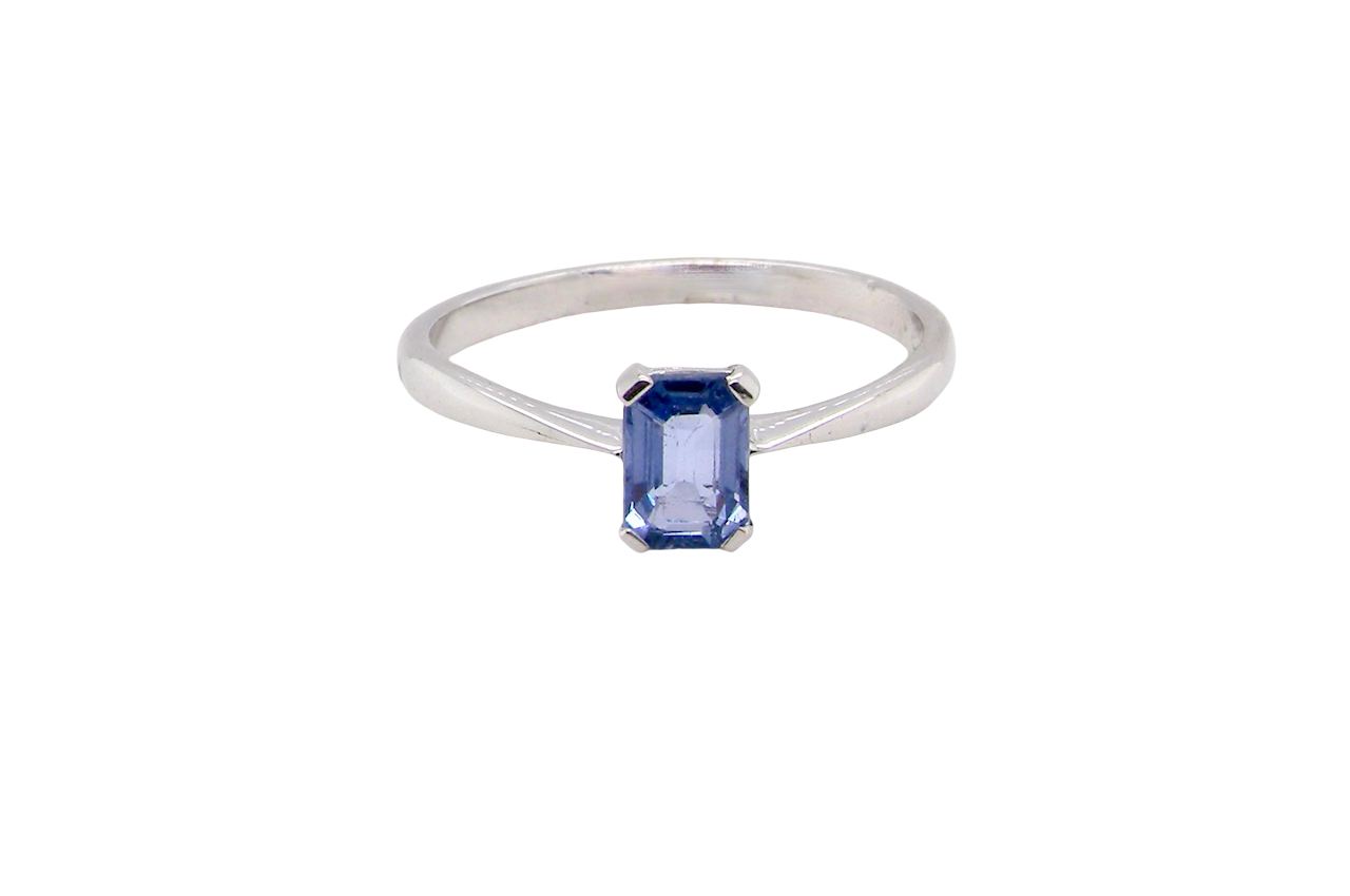 A solitaire Sapphire ring