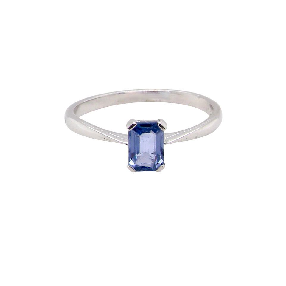 A solitaire Sapphire ring