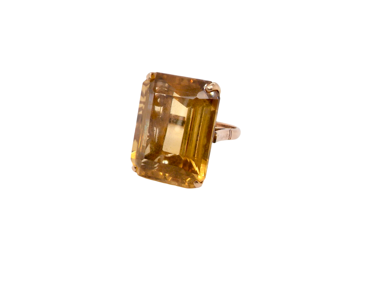 A very large yellow quartz dress ring