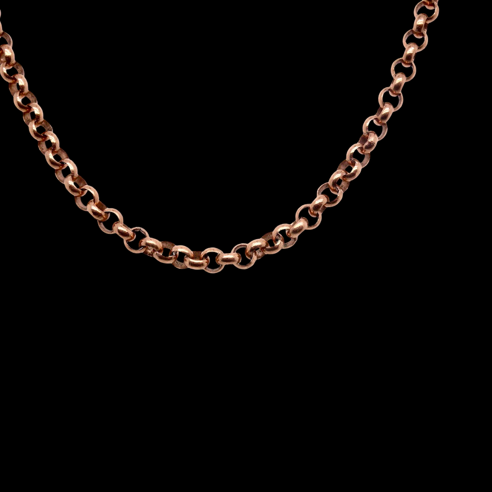A vintage 9 carat rose gold neckchain
The links are round belcher style,