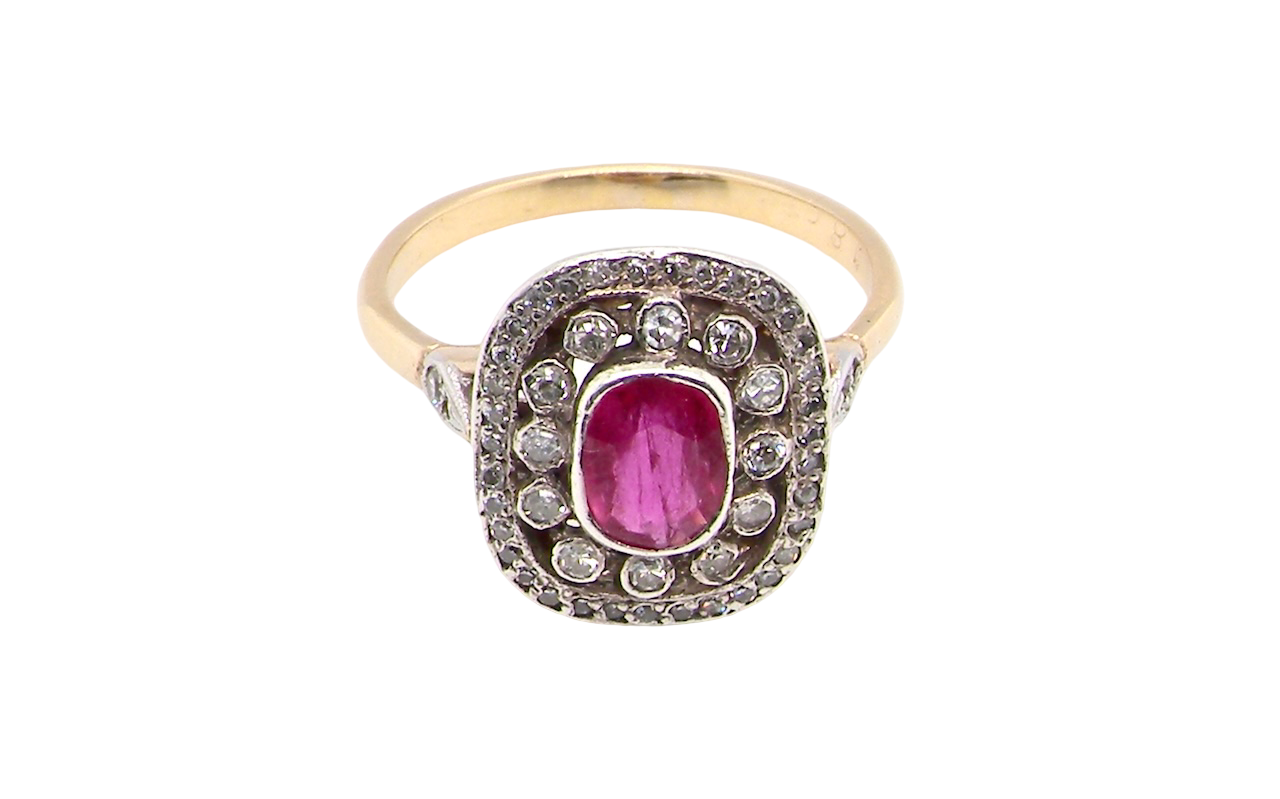 A vintage Edwardian Ruby and Diamond ring