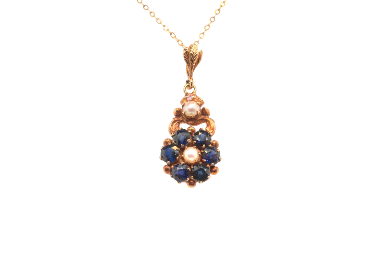 A vintage Sapphire and Pearl pendant